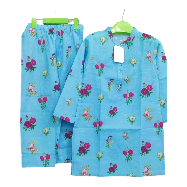 Girls Khadar Suit - Blue