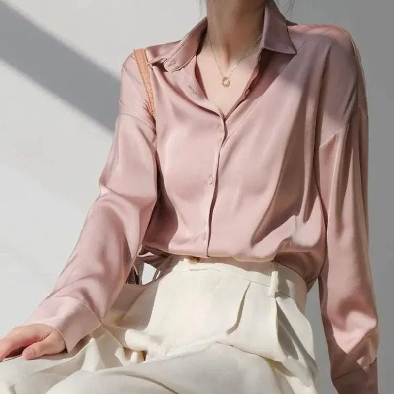 Women Silk Casual Shirt - Pink