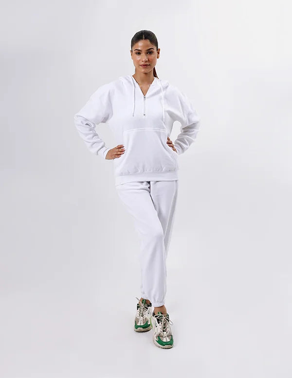 White Women&#39;s Casual Tracksuit  Hoodie &amp; Trousers