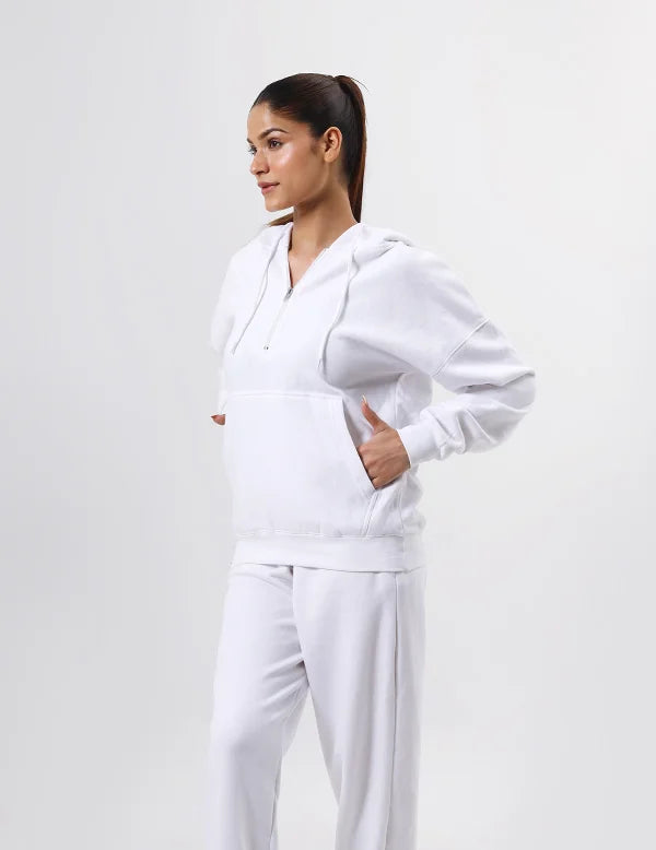 White Women&#39;s Casual Tracksuit  Hoodie &amp; Trousers