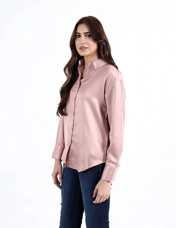 Women Silk Casual Shirt - Pink