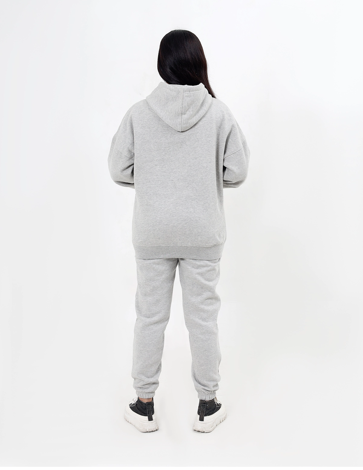 Women&#39;s Fleece Sports Pullover Hoodie &amp; Trouser Set - Gray